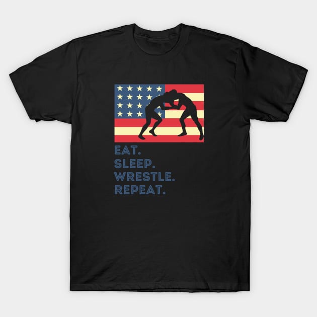 Eat Sleep Wrestle Repeat T-Shirt by footballomatic